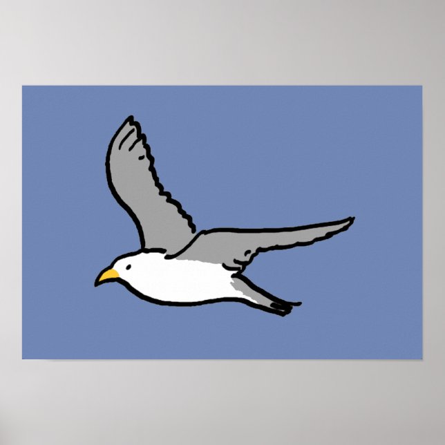 Fliegen von Seagull. Ein Vogel im Flug Poster (Vorne)