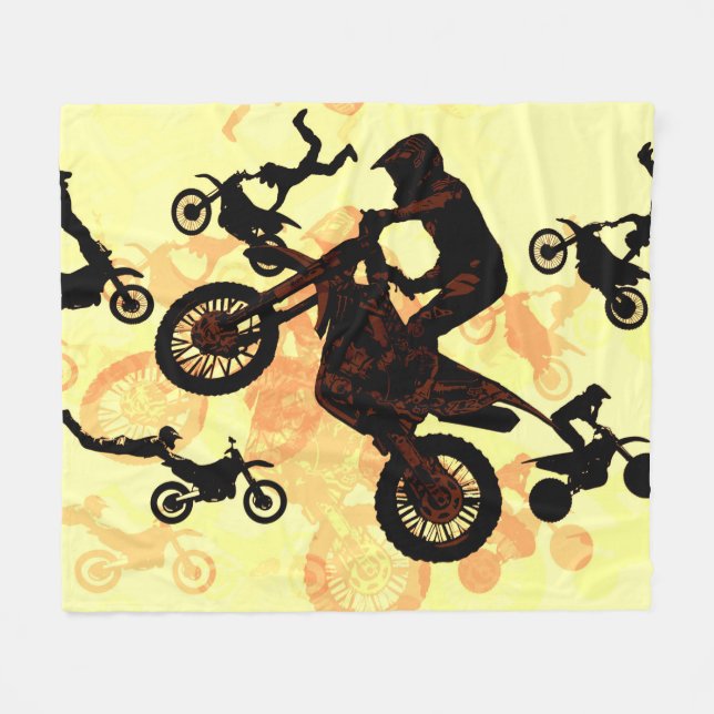 Fliegen wagen - Motocross Stunts Fleecedecke (Vorderseite (Horizontal))