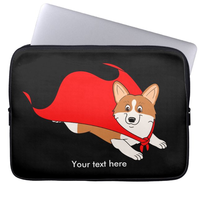 Fliegen-WaliserCorgi mit Kap Laptopschutzhülle (Vorderseite)