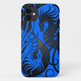 Fliegen Yin Yang Drachen - Blau und Schwarzes iPhone 11 Hülle