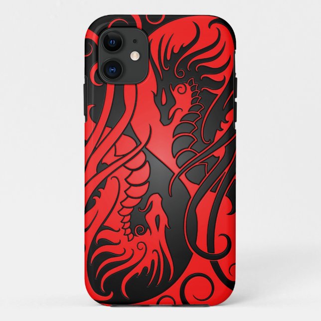 Fliegen Yin Yang Drachen - Rot und Schwarzes Case-Mate iPhone Hülle (Rückseite)