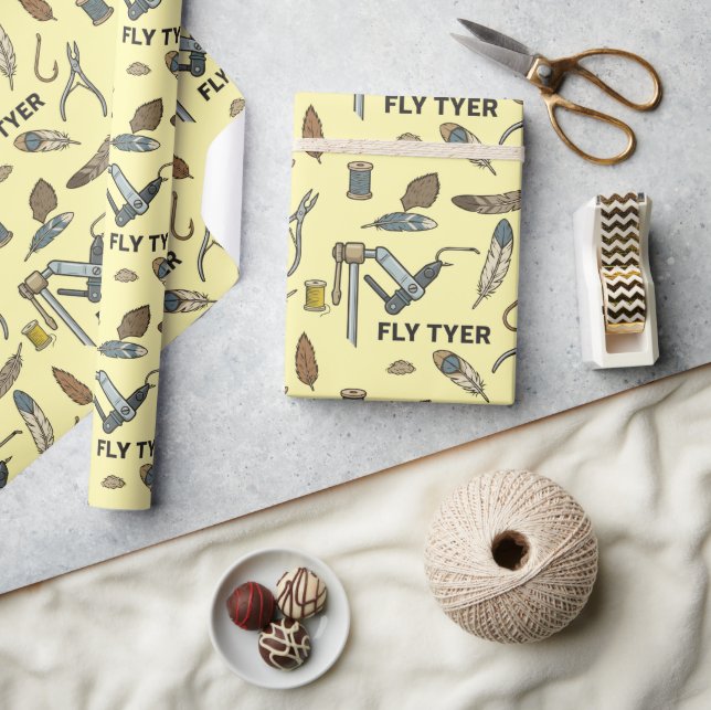 Fliegenbindemuster, Fliegenbindematerialien und -w Geschenkpapier (Kunsthandwerk)