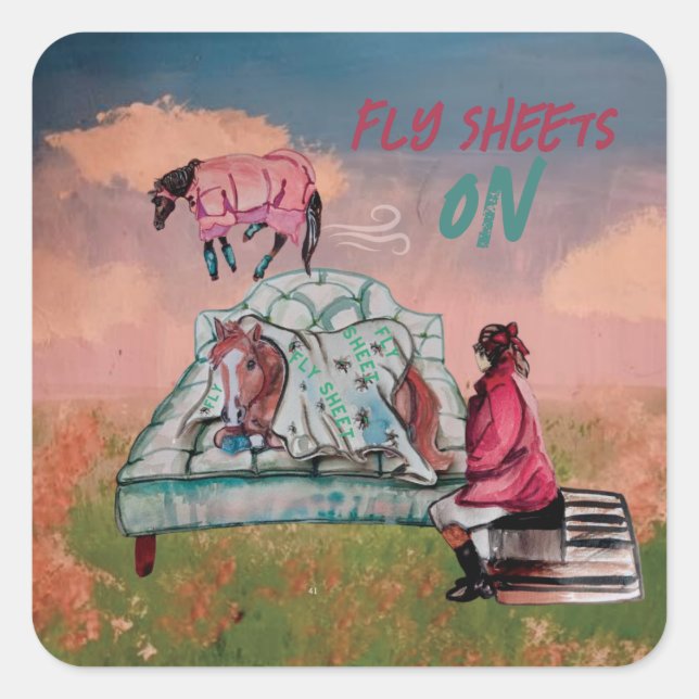 Fliegenblätter aus dem Fliegenstiefel-Quadrat Quadratischer Aufkleber (Vorderseite)