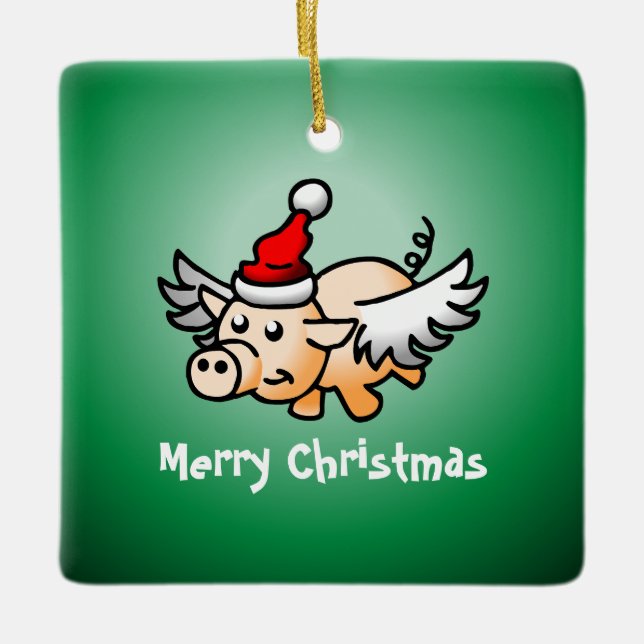 Fliegend Weihnachtsfeiertag Keramik Ornament (Vorderseite)