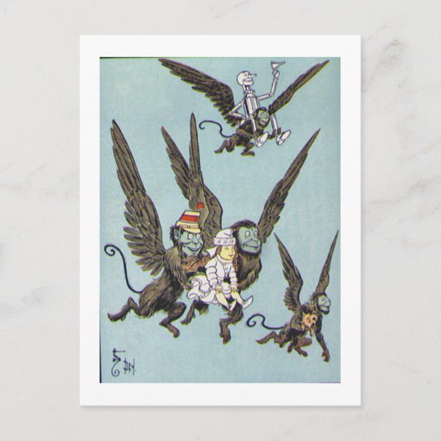 Fliegende Affen Farbe Postkarte (Vorderseite)