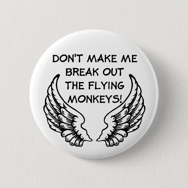 Fliegende Affen Lustiger Knopf Humor Button (Vorderseite)