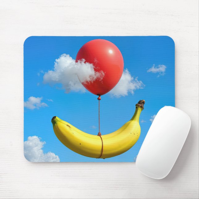 Fliegende Banane und roter Luftballon  Mousepad (Mit Mouse)