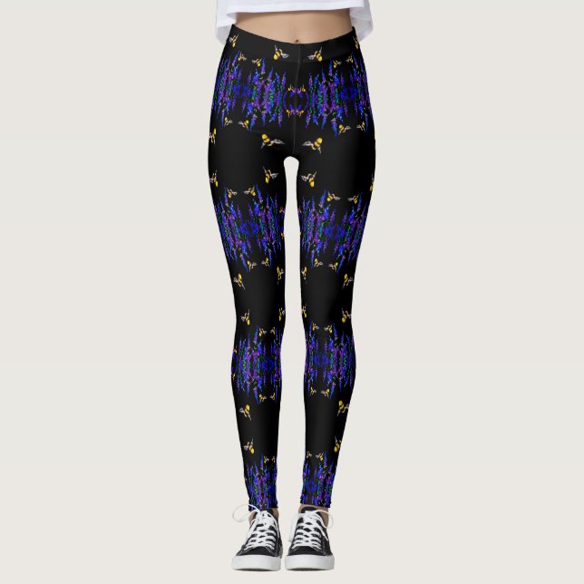 Fliegende Bienen schwarze Leggings (Vorderseite)