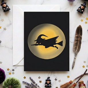 Fliegende Böse Hexe Silhouette Karte