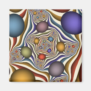 Fliegende bunte moderne abstrakte Fraktalkunst Magnet