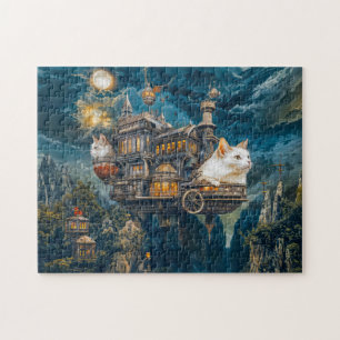 Fliegende Burgkatzen Steampunk-Nacht Puzzle