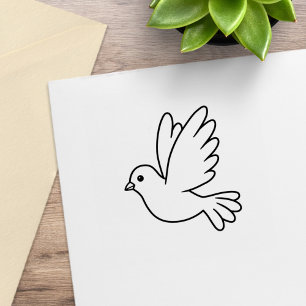Fliegende Cartoon-Taube Vogel Color Me Gummistempel