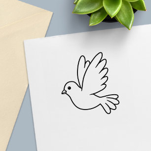 Fliegende Cartoon-Taube Vogel Color Me Permastempel