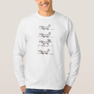Fliegende Dackel graues, langärmeliges Shirt