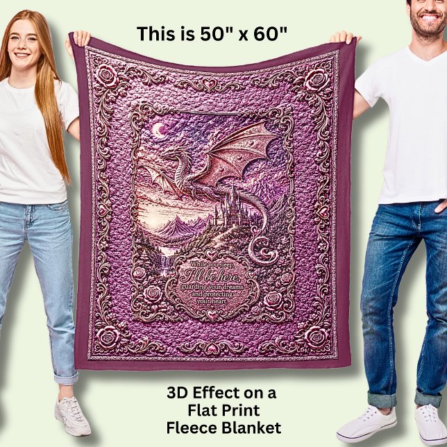 Fliegende Drachen-Rosa, während du schläfst, 3D-Ef Fleecedecke (Von Creator hochgeladen)