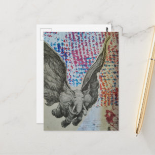 Fliegende Elefanten-Fantasie-Collage Postkarte