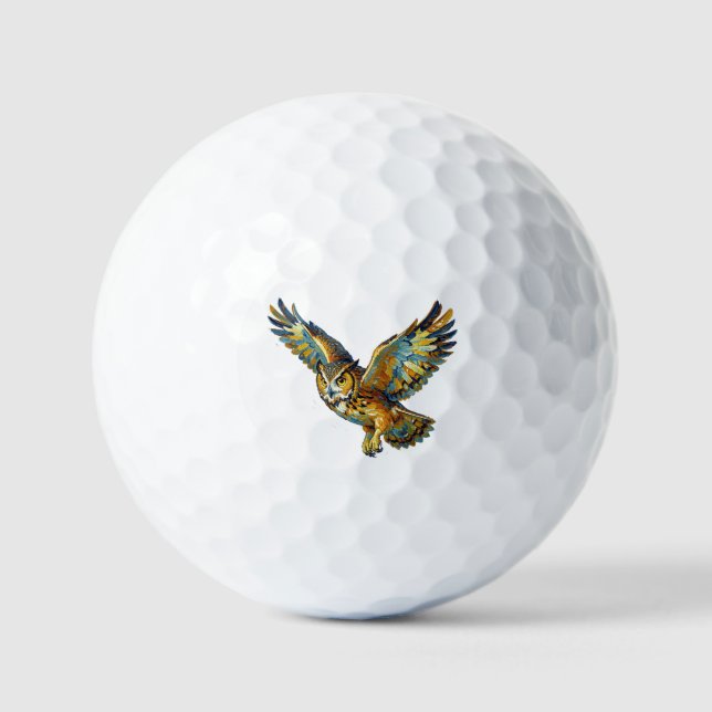 Fliegende Eule Abstrakte Farbige Pinselstrich-Kuns Golfball (Vorderseite)