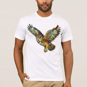 Fliegende Eule Abstrakte Farbige Pinselstrich-Kuns T-Shirt