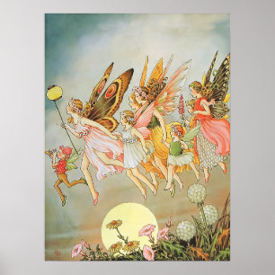 Fliegende Fairies Whimsical Magical Mairytale Poster