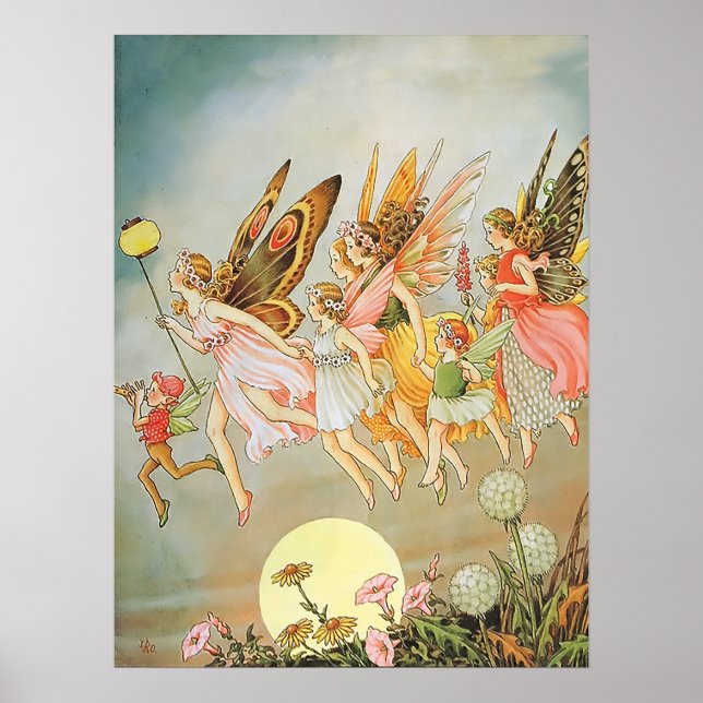 Fliegende Fairies Whimsical Magical Mairytale Poster (Vorne)