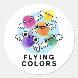 Fliegende Farben Funny Colorful Wings Puff Runder Aufkleber
