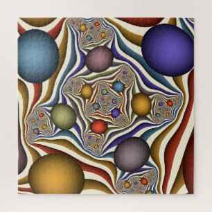 Fliegende, farbenfrohe moderne abstrakte Fractal-K Puzzle