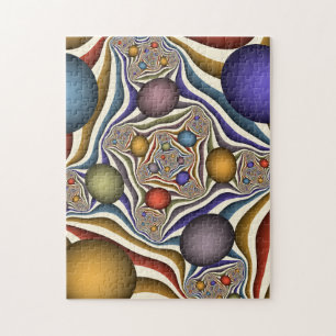 Fliegende, farbenfrohe moderne abstrakte Fractal-K Puzzle