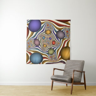 Fliegende, farbenfrohe moderne abstrakte Fractal-K Wandteppich