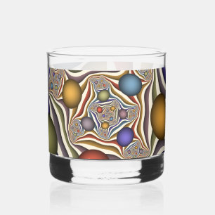 Fliegende, farbenfrohe moderne abstrakte Fractal-K Whiskyglas