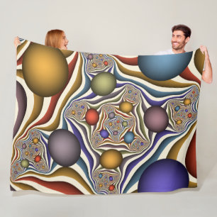 Fliegende, farbenfrohe, moderne, abstrakte Fraktal Fleecedecke