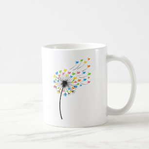 Fliegende farbenfrohe Vögel Löwenzahn Fluss Kaffeetasse