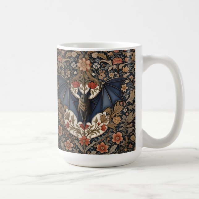 Fliegende Fledermaus - Moderne William Morris Blum Kaffeetasse (Rechts)