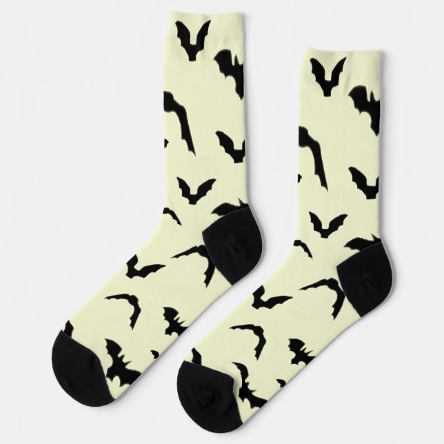 Fliegende Fledermäuse auf Gelb Socken (Linkes Detail)