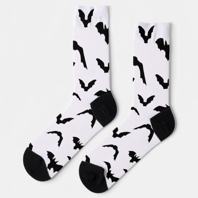 Fliegende Fledermäuse auf Weiß Socken (Linkes Detail)