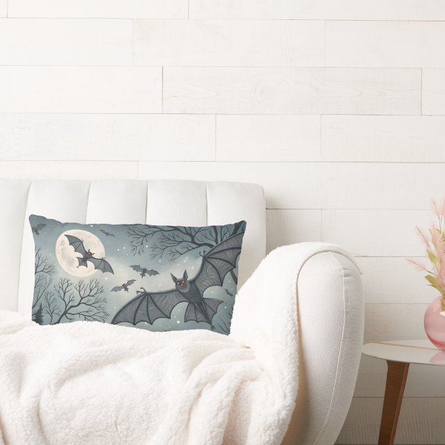 fliegende Fledermäuse in spokigem Nachthimmel mit  Lendenkissen (Von Creator hochgeladen)