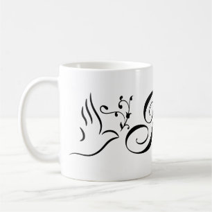 Fliegende Friedenstaube Olivenzweig Weißer Hinterg Kaffeetasse