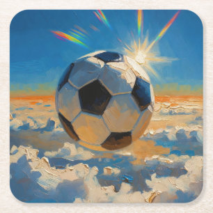 Fliegende Fußball-Ball-Kunst (Ölgemälde Nr. 4) Rechteckiger Pappuntersetzer