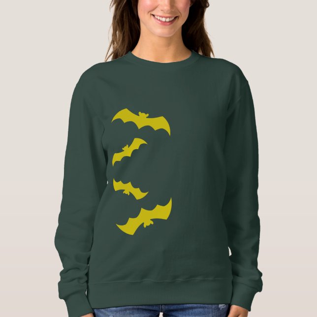 Fliegende gelbe Halloween-Fledermäuse Sweatshirt (Vorderseite)