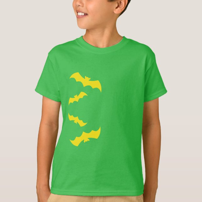 Fliegende gelbe Halloween-Fledermäuse T-Shirt (Vorderseite)