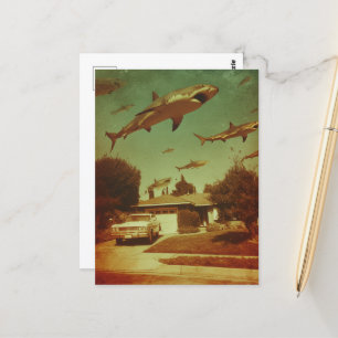 Fliegende Haie in der Nachbarschaft Vintage Postkarte