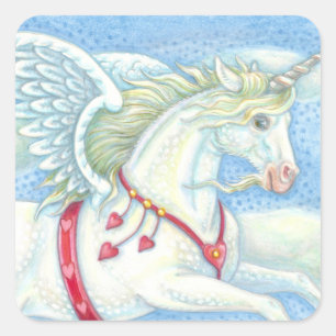 Fliegende Herzen Einhorn PEGASUS STICKER Bogen
