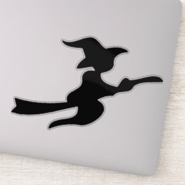 Fliegende Hexe auf der Silhouette des Broomsticks Aufkleber