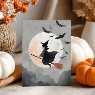 Fliegende Hexe auf ihrem Niedlichen Halloween im Z Postkarte