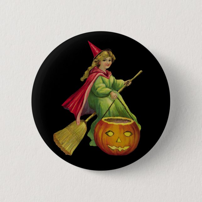 Fliegende Hexe Button (Vorderseite)