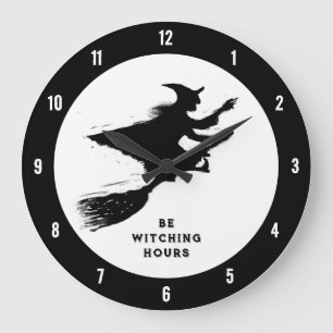 Fliegende Hexe Große Wanduhr