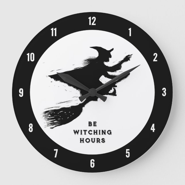 Fliegende Hexe Große Wanduhr (Vorderseite)