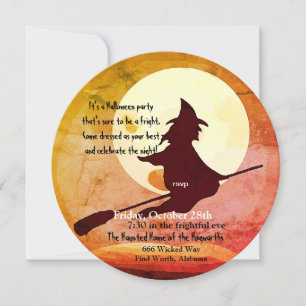 Fliegende Hexe Halloween Nr. 3 Einladung