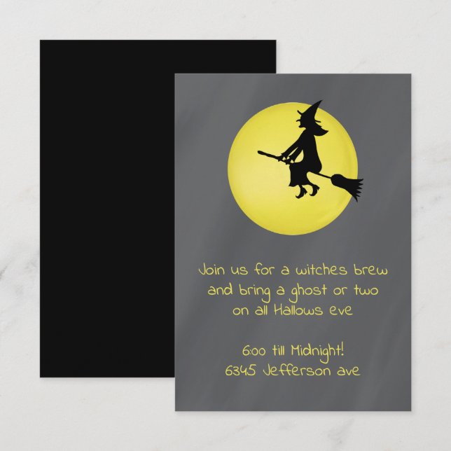 Fliegende Hexe im Mondlicht Einladung (Vorne/Hinten)