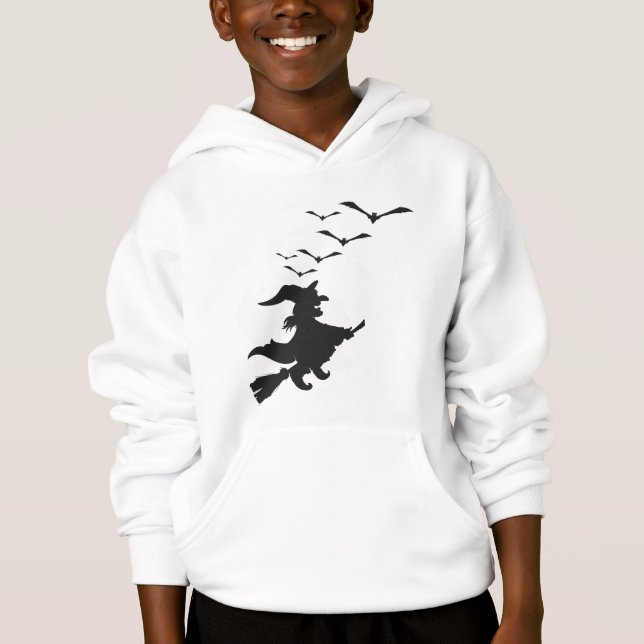 Fliegende Hexe mit Fledermäusen Hoodie (Vorderseite)