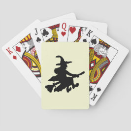 Fliegende Hexe Schwarz auf Gelb Spielkarten